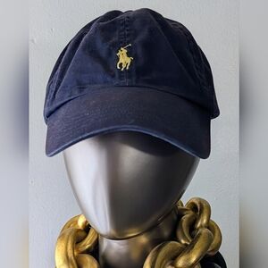 Polo by Ralph Lauren Navy Blue Cap with Yellow Logo